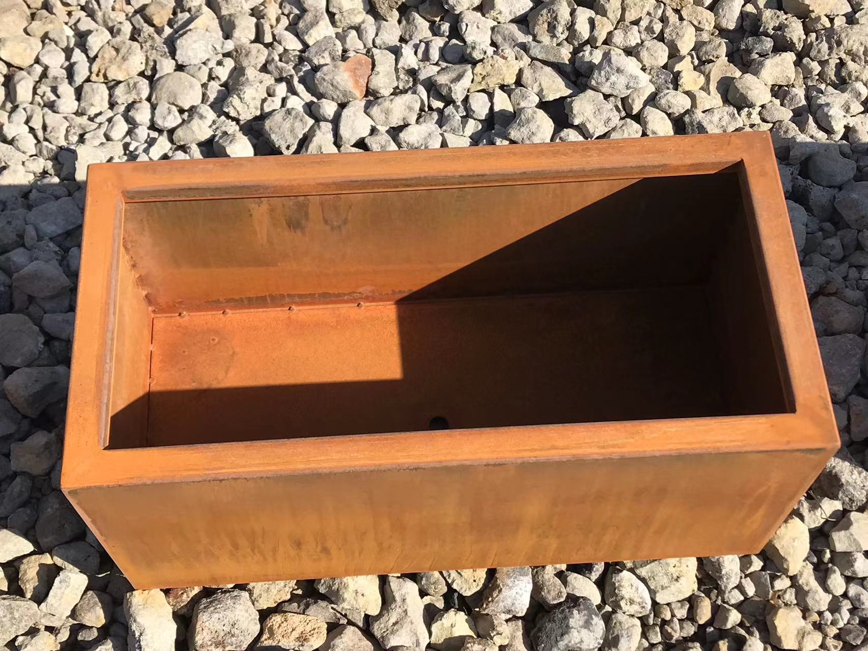 Outdoor corten steel square flower pot