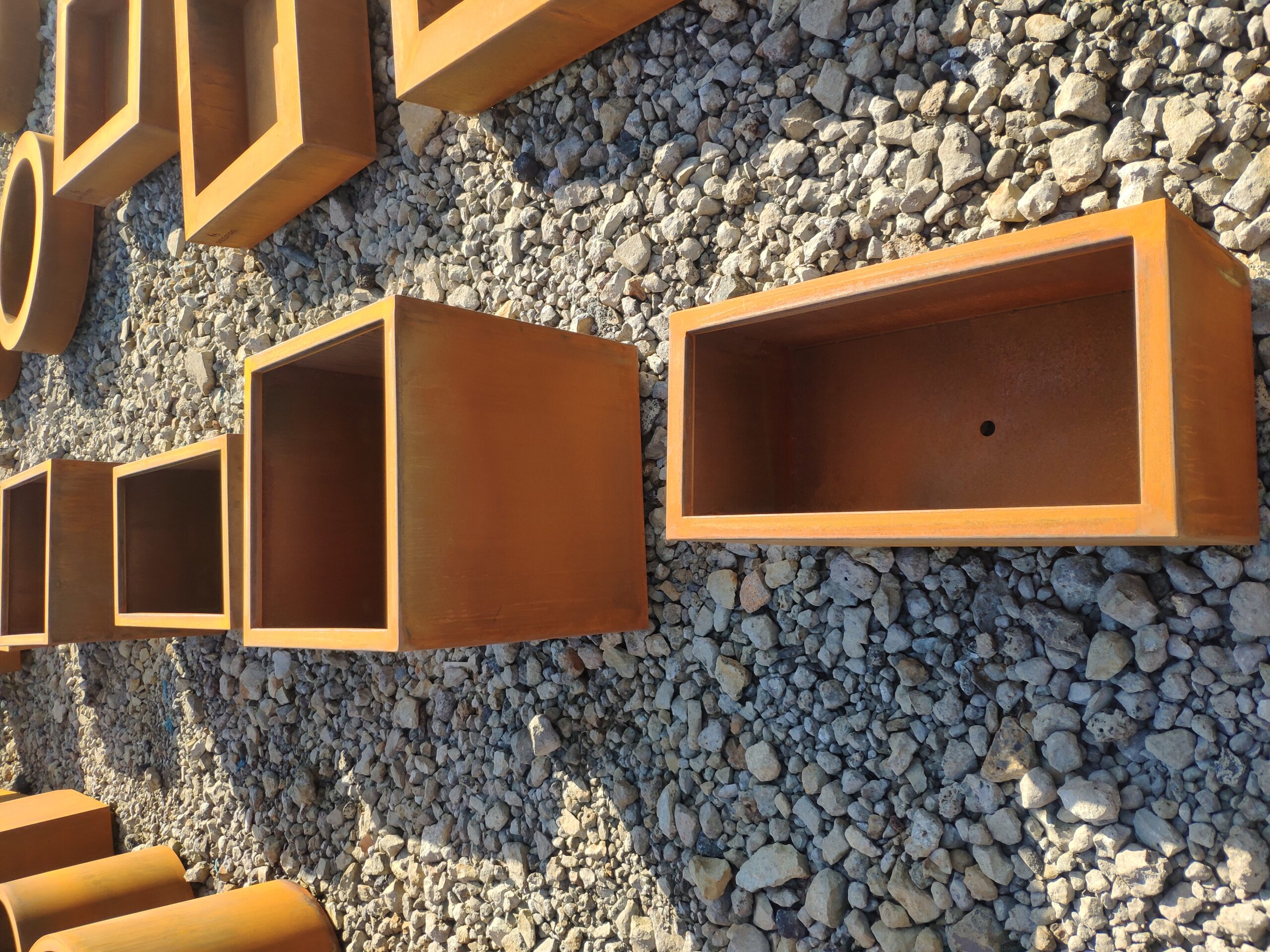 Outdoor corten steel square flower pot