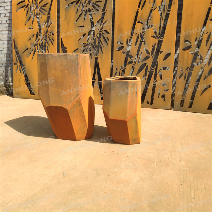 Special-shaped corten steel flower pot