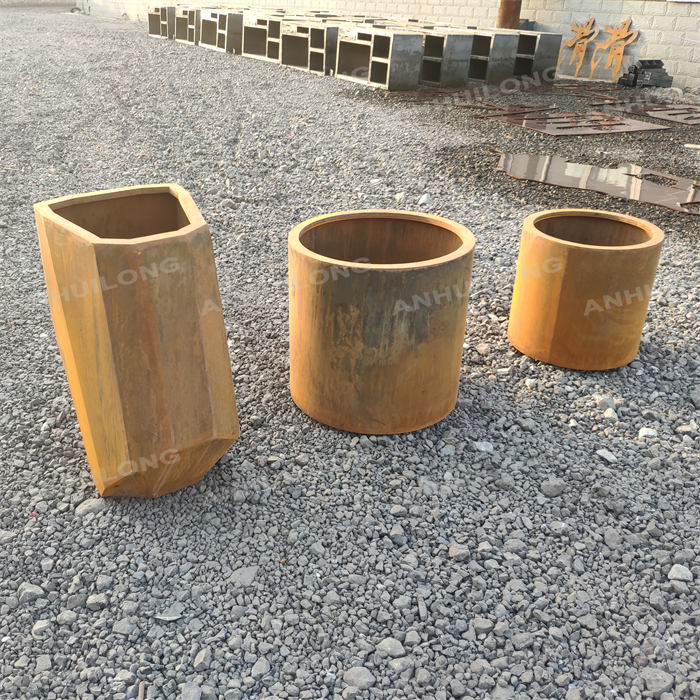 Various corten steel flower pot