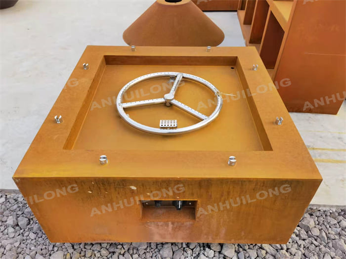 Classical Style Rusty Color Gas Fire Pit With Different Shapes Of Burners