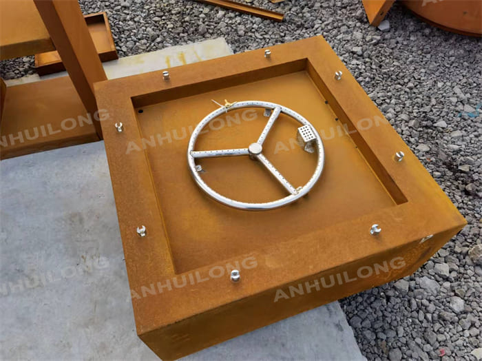 European Style AHL Corten Steel Gas Fire Pit With Unique Rusty Color