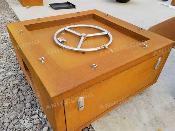European Style AHL Corten Steel Gas Fire Pit With Unique Rusty Color