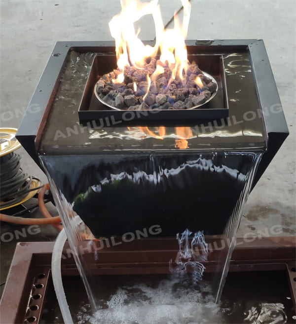 Gas Fire Pit Bowls with Waterfall For Outdoor Pool