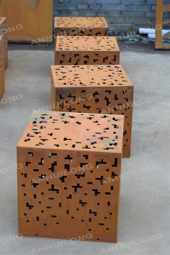 Exquisite Natural Style Corten Steel Light Box With Unique Patterns