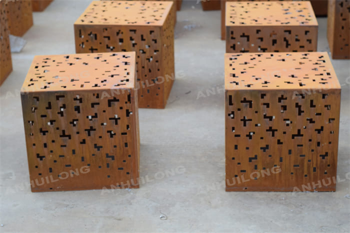 Laser Cut Outdoor Beautiful Corten Steel Garden Lights Box