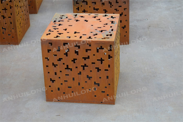 Exquisite Natural Style Corten Steel Light Box With Unique Patterns