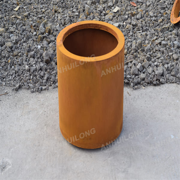 Outdoor large rust weather resistant steel flower planter pot