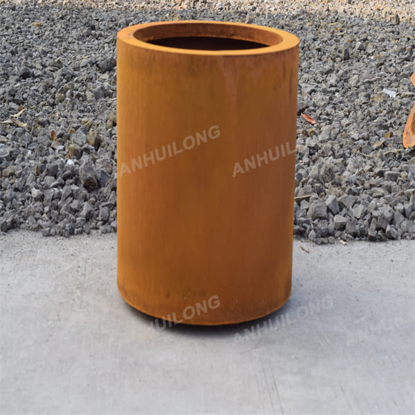 Outdoor large rust weather resistant steel flower planter pot