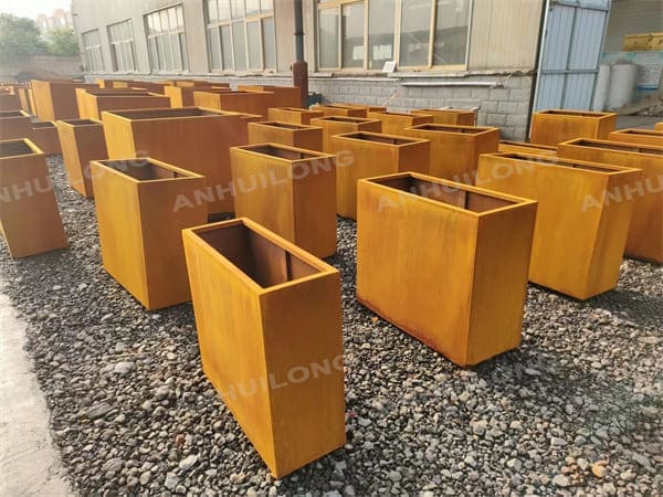 Corten steel outdoor metal flower pot,rusty outdoor large planter for garden decoration