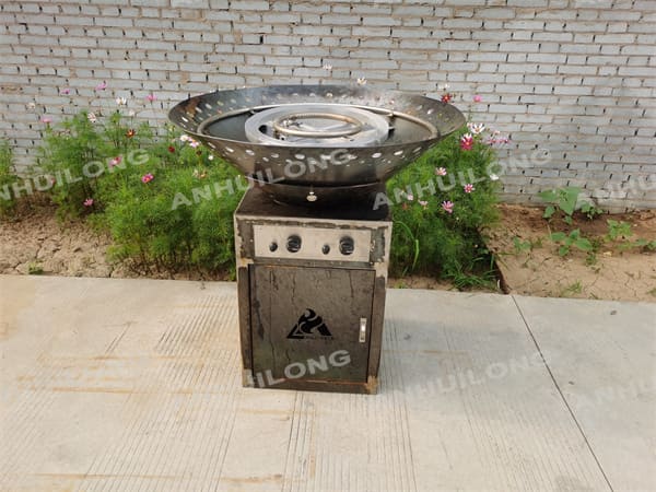 corten steel outdoor gas grill,rusty outdoors cooking gas grill,outdoor kitchen round grill natural gas