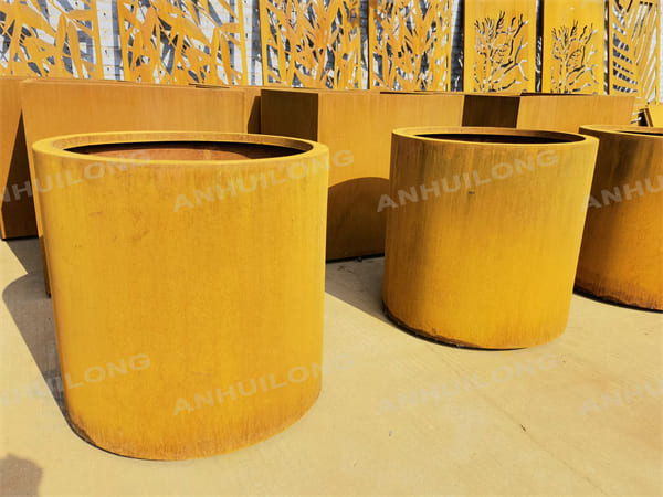 Circular Corten Steel Planters For Garden Decotation