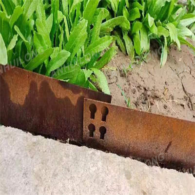 Corten steel edging for garden art