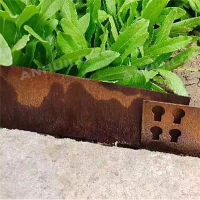 Corten steel edging for garden art