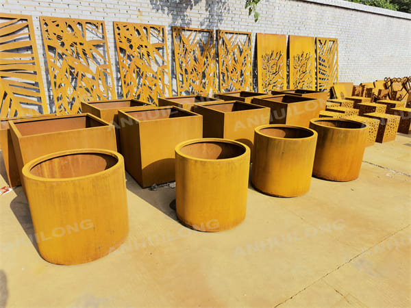 Extra Large Outdoor Corten Steel Planters For Park Project