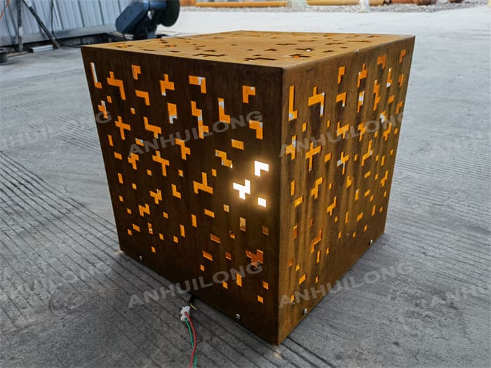 Rectangular Copper Color Outdoor Corten Steel Garden Lights