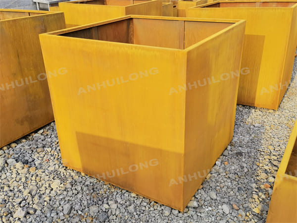 Square Corten Steel Planters Container For Garden Art