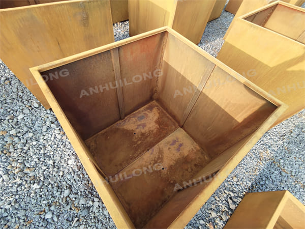 Square Corten Steel Planters Container For Garden Art