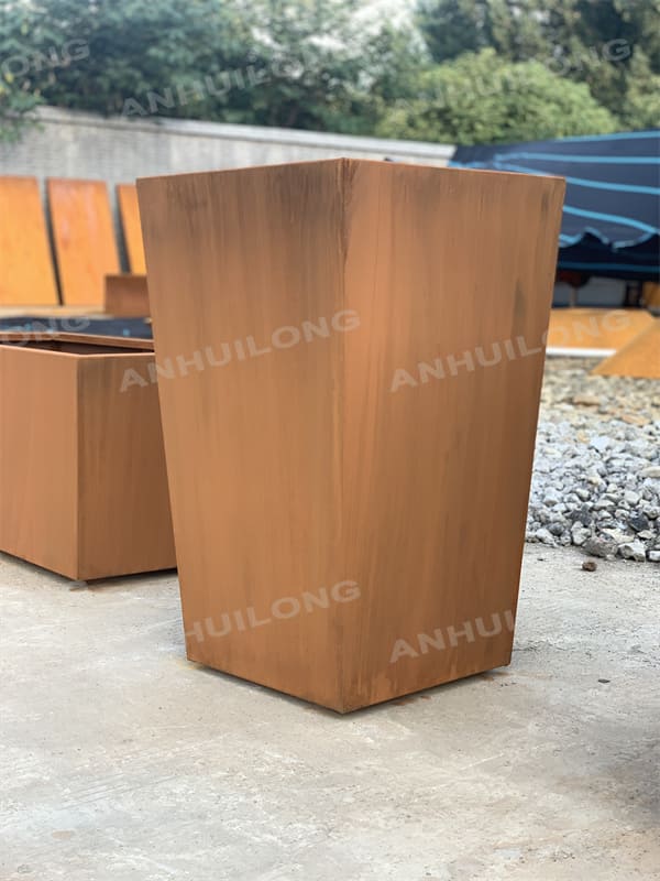 rusty art planter,corten steel trough,copper color planter
