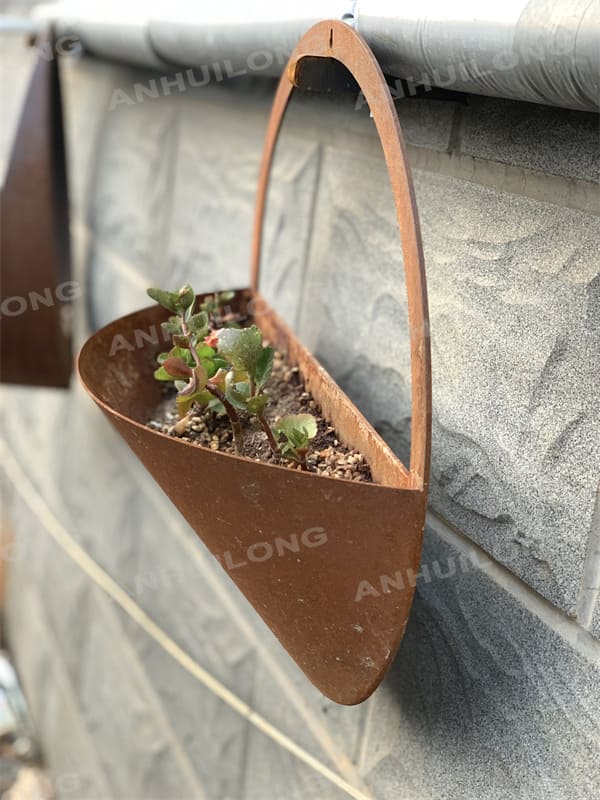 Nature Style corten steel metal basket hanging flower pots for garden design