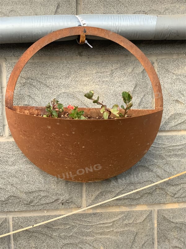 Nature Style corten steel metal basket hanging flower pots for garden design