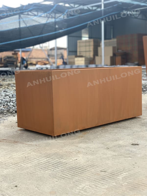 Corten steel rectangle large size planter for commercial&residential use
