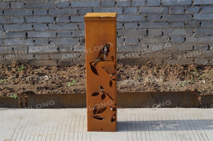 Copper Color Rectangle Corten Steel Light Bollard