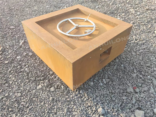 Low Maintenance Square Corten Steel Gas Fire Pit