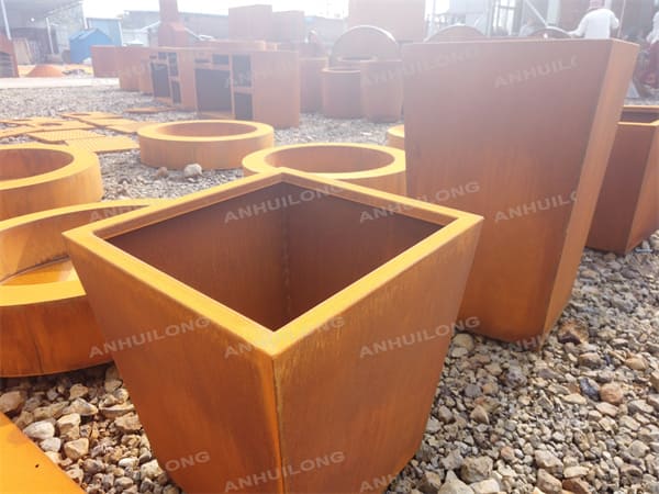 maintenance-free corten steel trough planter