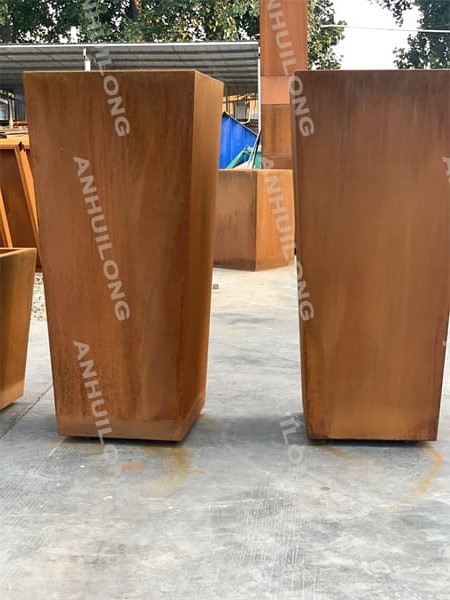 Nature Style corten steel planters used in both commercial and residential settings