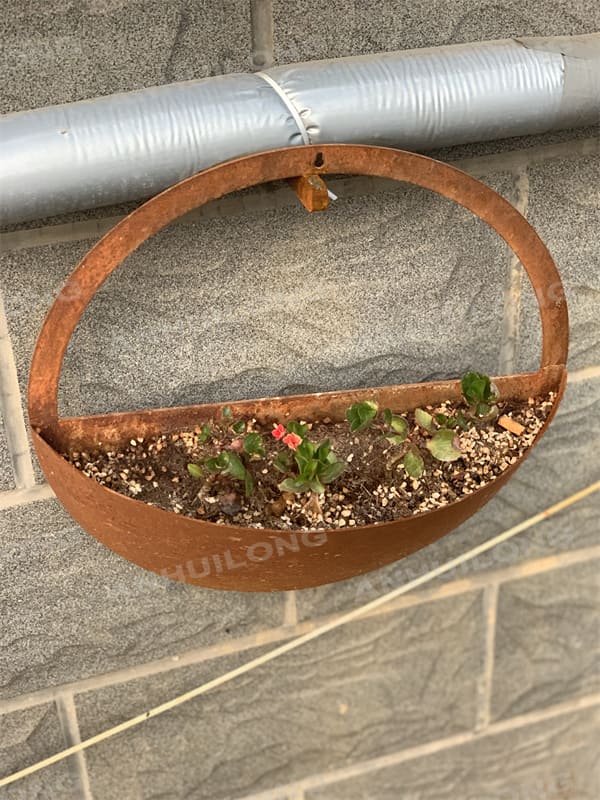 corten steel hanging metal planter for home decoration