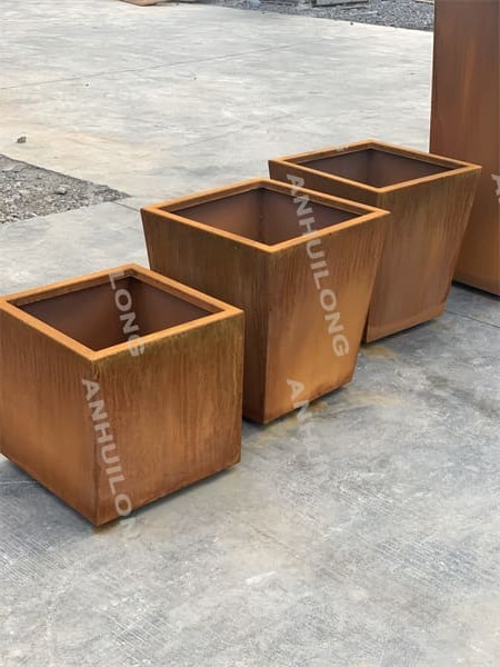 No maintenance corten steel square metal flower pot for commercial&residential use