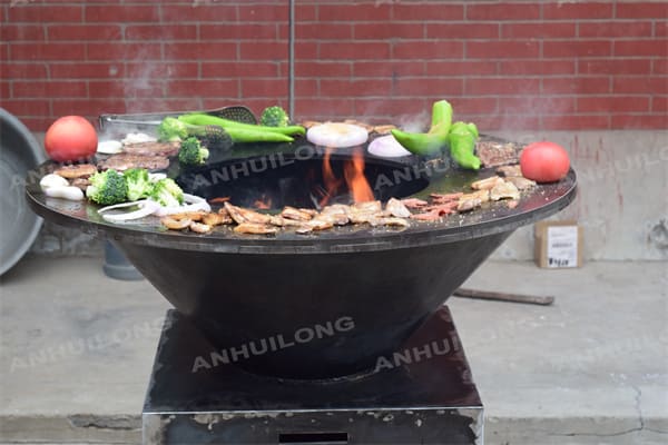 corten steel fire pit with grill