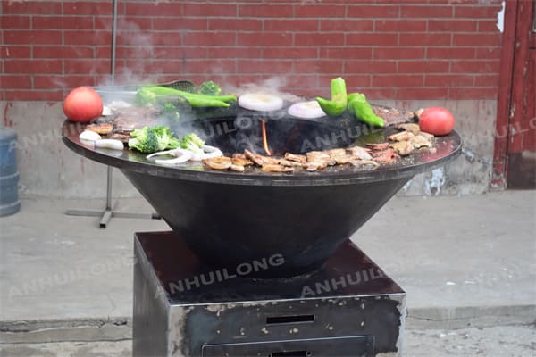 corten steel fire pit with grill