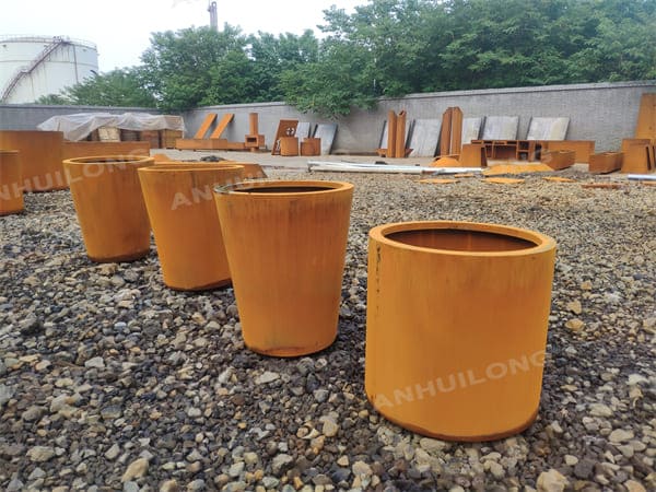 Round Decorative Rusty Color Corten Steel Planter Pot