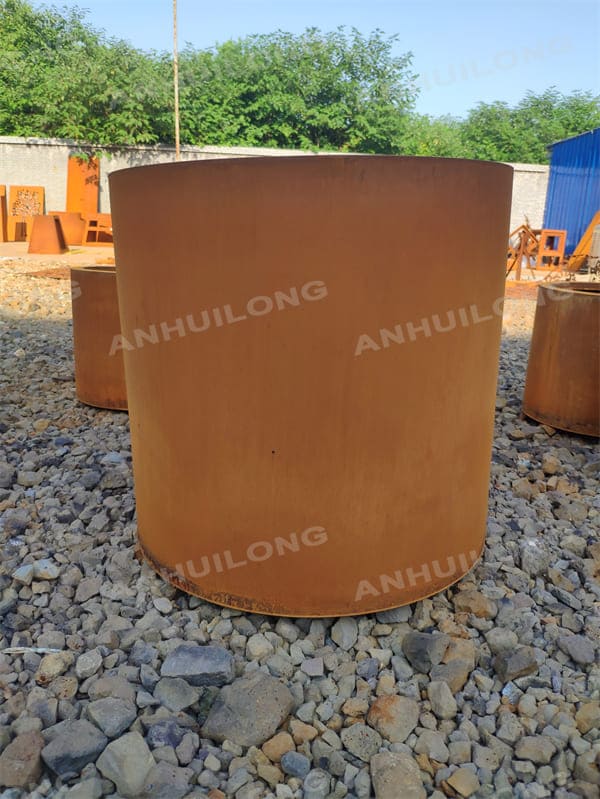 Round Decorative Rusty Color Corten Steel Planter Pot