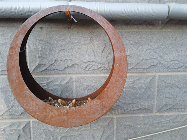 Orange-brown Color Corten Steel Flower Pot For Wall Use