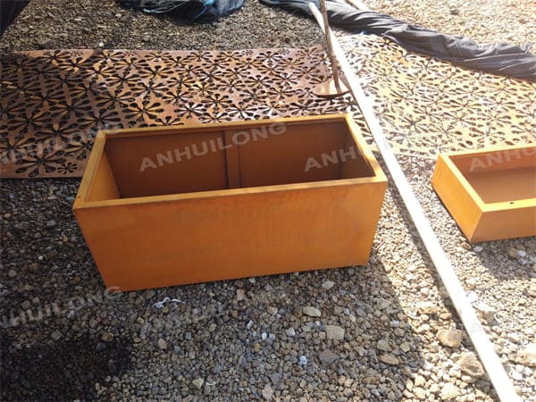 Rectangular Corten Steel Planter Box For Garden Design