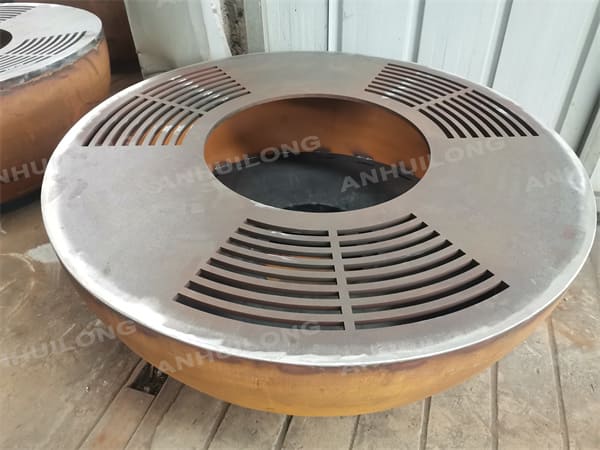 Large charcoal burning corten steel commercial adjustable outdoor charcoal
