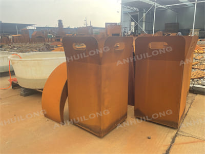 Clean modern outdoor corten steel planter