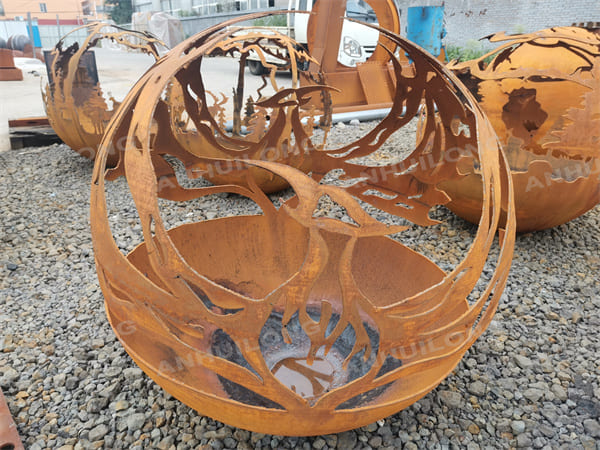 Corten Steel phoenix Fire Pit Ball for outdoor used