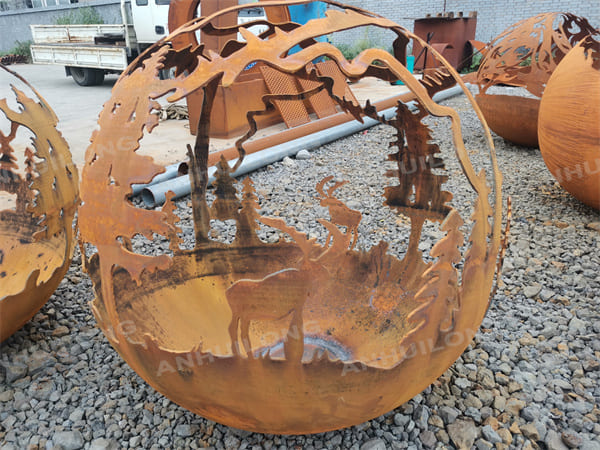 Corten Steel phoenix Fire Pit Ball for outdoor used