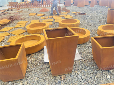 Unique outdoor corten steel feature planter