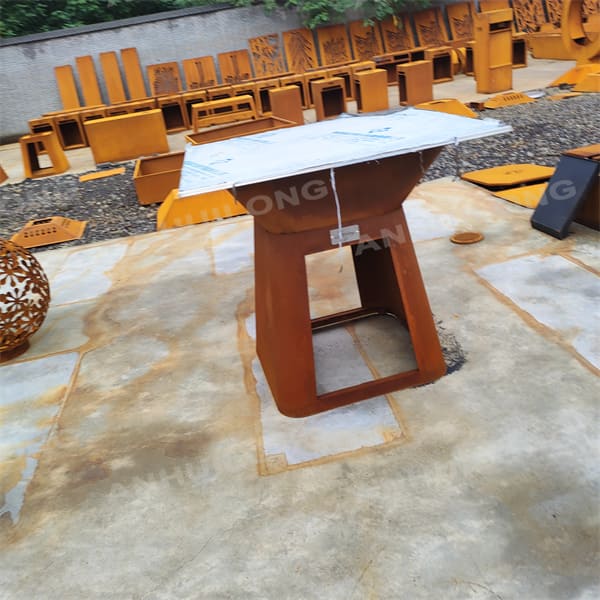 Customized thick Corten Steel Cook Grill Fire Pit For Outdoor Entertainment Factory