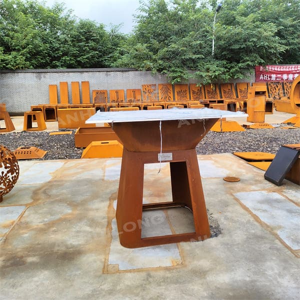 Customized thick Corten Steel Cook Grill Fire Pit For Outdoor Entertainment Factory