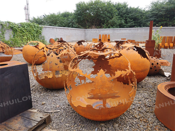 maintenance-free  corten steel fire sphere For Gardening Articles