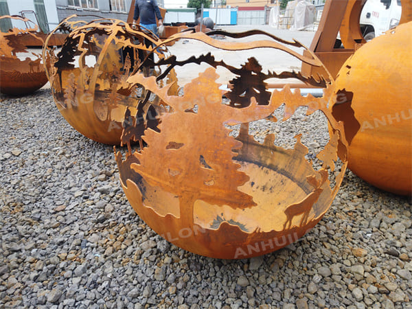 maintenance-free  corten steel fire sphere For Gardening Articles