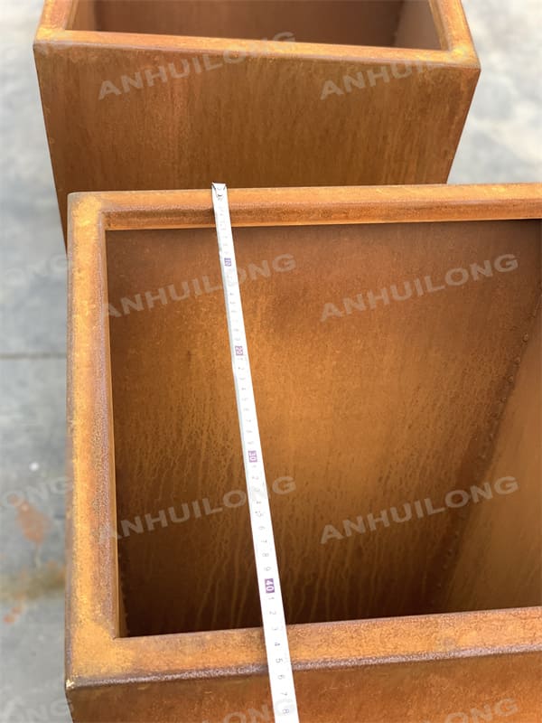 economic and durable corten steel square flower pot For Holiday Village