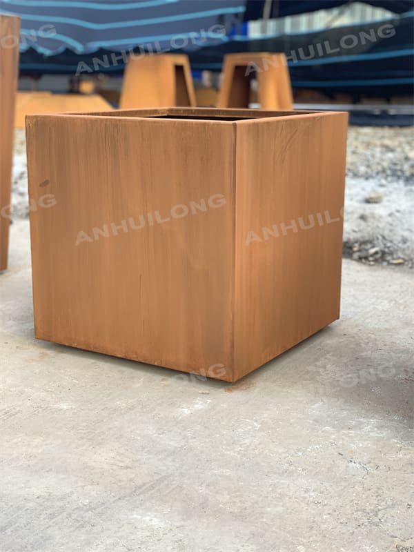 economic and durable corten steel square flower pot For Holiday Village