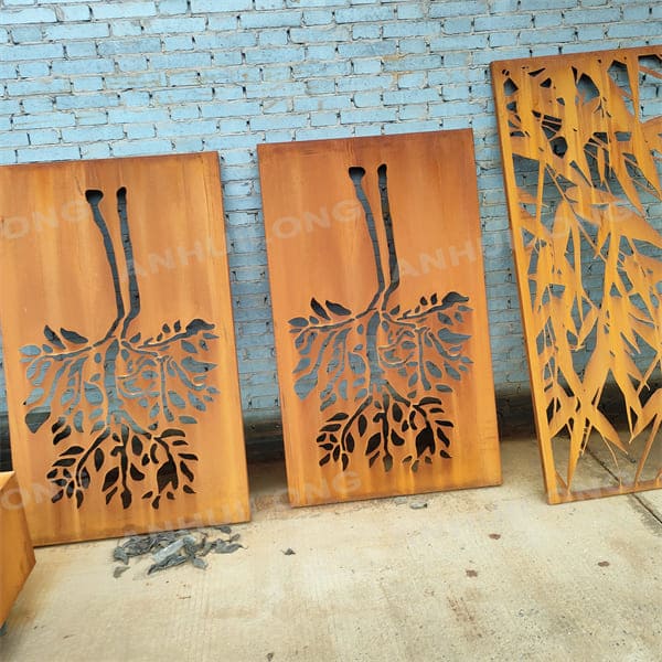 High quality rust color corten steel garden screen panel for holiday village